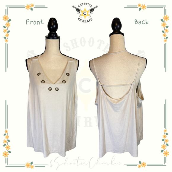 Cato Ivory Brushed Fabric Eyelet Detail Sleeveless Tank Top Womens Size 26/28W - Picture 1 of 7